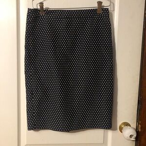 J. Crew Navy and White Polka Dot “no. 4 Pencil Skirt”